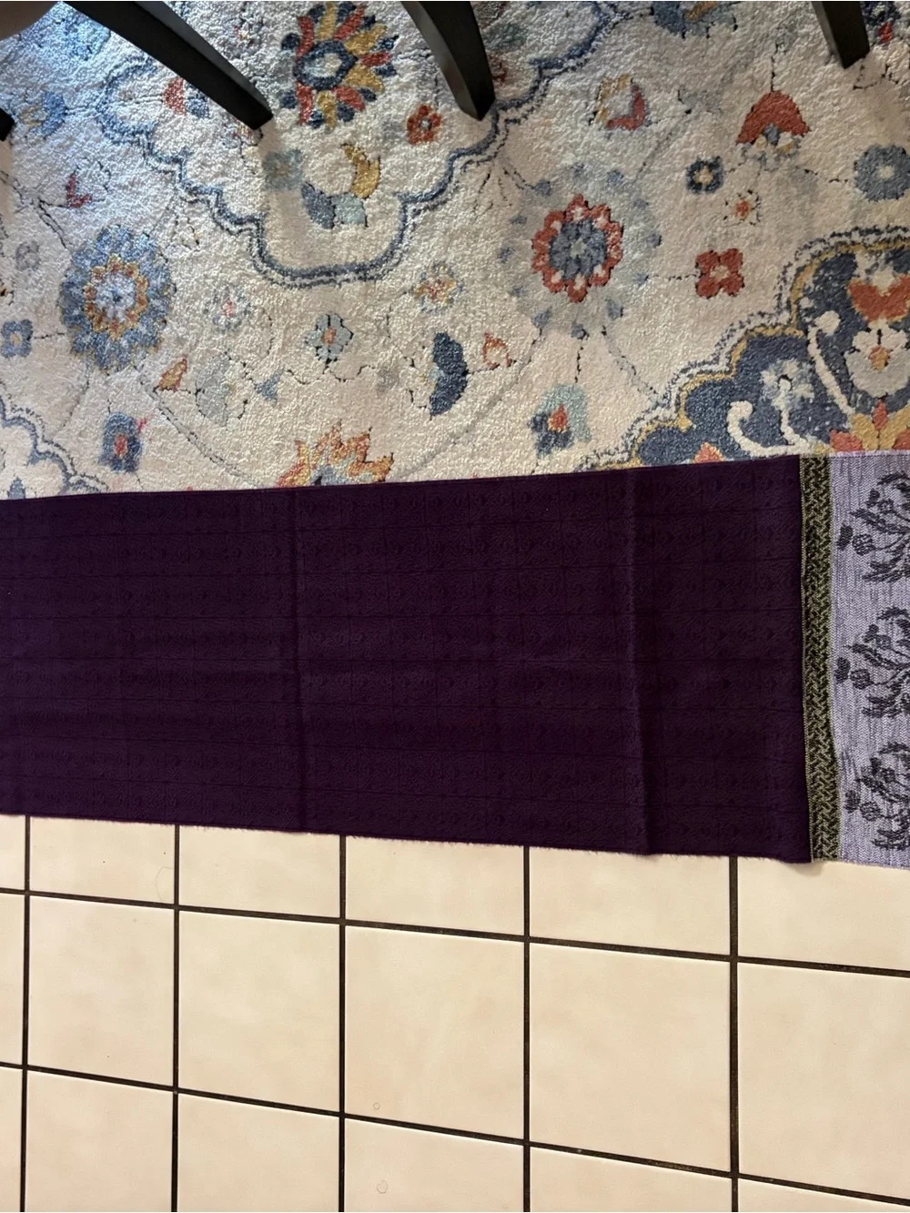 Calzeat Purple Multi-Texture Wool Scarf - Pure New Wool